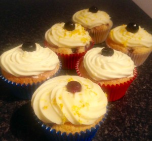 Orange and Blueberry Polenta Cupcakes with Lemon Icing recipe