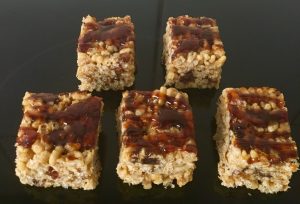 Rice Walnut Date and Butterscotch Caramel Slice