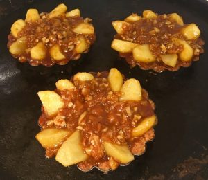 Pretzel Based Caramel Apple Walnut and Pork Crackle Tart recipe